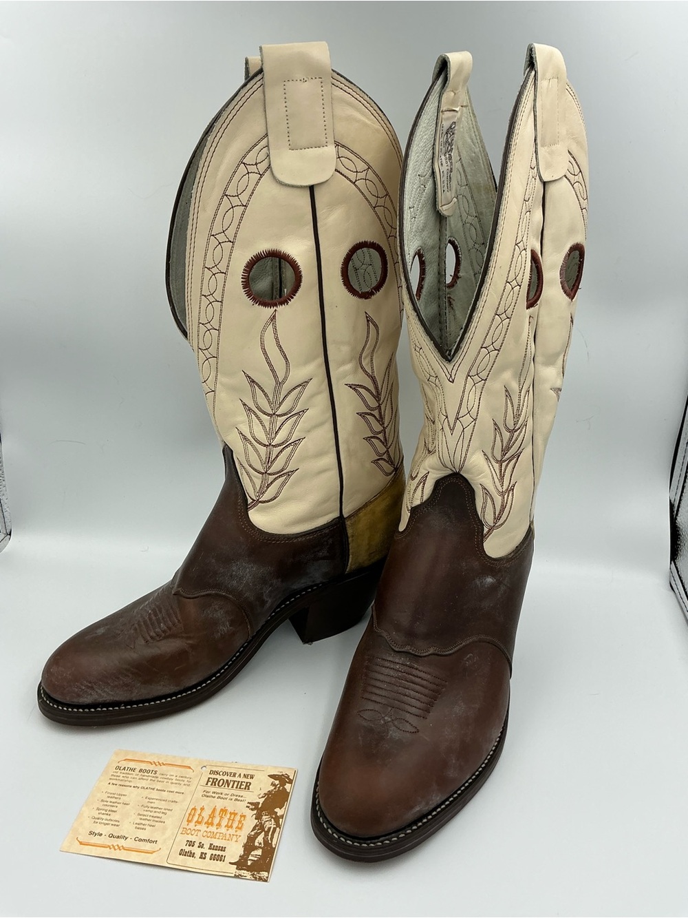 Olathe Boot Co. Chocolate Horsebutt U Toe Western Cowboy Boots (Size 10D)